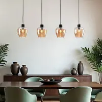 LumenXL Lampe suspendue à 4 lumières avec verre ambré - Sanford