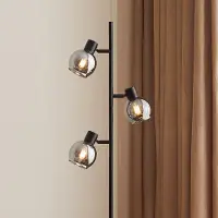 LumenXL Lampadaire moderne noir mat avec verre gris fumé à effet miroir 3 lumières - Mesa