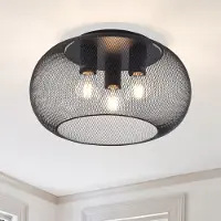 LumenXL Plafonnier à 3 lumières Caia en métal noir