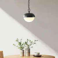 LumenXL Lampe suspendue d'extérieur noire avec abat-jour blanc laiteux - Junia