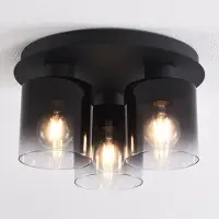 LumenXL Plafonnier noir Lyo en verre fumé avec dégradé, 3 lumières