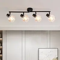 LumenXL Plafonnier noir en verre ambré avec 4 spots - Pela