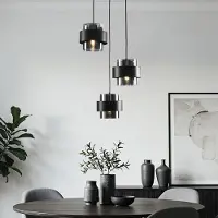 LumenXL Suspension noire en verre fumé, 3 lumières - Fynna