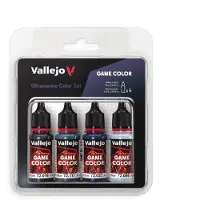 Vallejo Game Color - Set de peinture acrylique bleu outremer (Ultramarine Color Set). Kit de 4 couleurs au fini mat en flacons de 18 ml avec compte-gouttes, pour figurines de fantasy et jeux de guerre