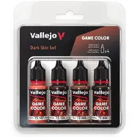 Vallejo Game Color - Kit de peinture acrylique « Peau foncée » (Dark Skin Set). Kit de 4 couleurs au fini mat en flacons de 18 ml avec compte-gouttes, pour figurines de fantasy et de wargames