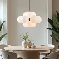 LumenXL Lampe suspendue moderne 12 lumières noire avec verre blanc laiteux - Decadi