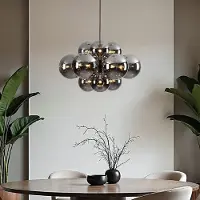 LumenXL Lampe suspendue design noire avec verre fumé, 12 lumières - Decadi