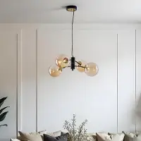 LumenXL Lampe suspendue Firenze avec verre ambré, 4 lumières