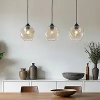 LumenXL Lampe suspendue moderne à 3 lumières Fayen noir avec verre cognac de forme organique