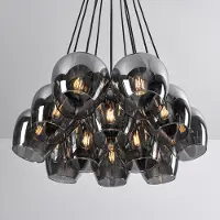 LumenXL Lampe suspendue design 12 lumières noire avec verre fumé - Ventura