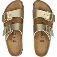 Birkenstock pour femme. 1016111 Sandales Arizona Birko-Flor (Coupe Étroite) doré (36), Plat, Aucun, Casuel