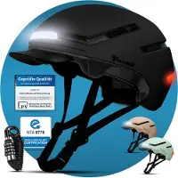 MIVELO Casque de vélo unisexe - Avec lumière - Certifié NTA jusqu'à 45km/h - Taille L (57-51 cm) - Noir