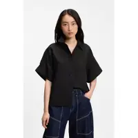 BOSS pour femme. 50559261 Chemisier Bisenas noir (36), Casuel, Lin, Manche courte