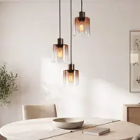 LumenXL Suspension Pella à 3 lumières - abat-jour en verre brun dégradé