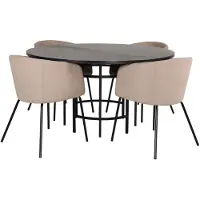 Ebuy24 Copenhagen ensemble table, table marron et 4 Berit chaises beige.
