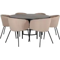 Ebuy24 Copenhagen ensemble table, table marron et 6 Berit chaises beige.