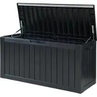 Casa.pro Coffre de rangement d'extérieur « Vades » 117 x 47 x 59 cm, 300 L, verrouillable, noir, aspect bois