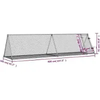 vidaXL Clapier argenté 400x105x91 cm Acier galvanisé