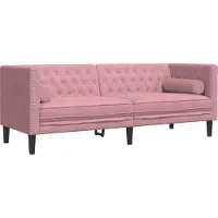vidaXL Ensemble de canapé Chesterfield 2 pièces avec traversins Rose velours