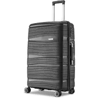SKYCASES Travelin' Charm - 28-inch Large Travel Suitcase - Number Lock - 41x24x69 cm - 98L - Lightweight, Waterproof & Durable - Black V2
