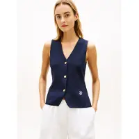 Tommy Hilfiger pour femme. WW0WW49707 Gilet tricoté premium marine (XS), Casuel, Coton