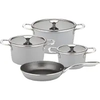 GSW Batterie de cuisine - Compatible tous feux, y compris induction - - STRATOS - Acier émaillé - 7 pièces - Gris