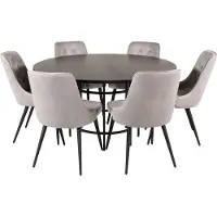 Ebuy24 Copenhagen ensemble table, table marron et 6 Velvet Deluxe chaises Velours grisclair.