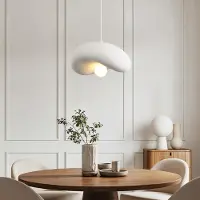 LumenXL Lampe suspendue Wabi Sabi Kawa avec effet pierre blanche - 40 x 36 cm