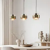 LumenXL Lampe suspendue contemporaine Faey 3 lumières et verre ambré