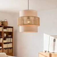 LumenXL Suspension bohème Nyra avec cordon en papier et abat-jour en tissu