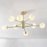 LumenXL Plafonnier Design sand gold avec sphères en marbre, 8 lumières - Idaho