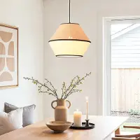 LumenXL Lampe suspendue Japandi Corda abat-jour naturel en tissu et corde tressée