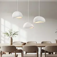 LumenXL Lampe suspendue Wabi Sabi à 3 lumières Shibui avec motif en pierre blanche - 3 x 40 cm