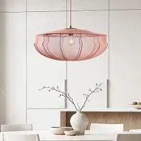 LumenXL Suspension Japandi Feronia avec abat-jour en tissu rose Ø60 cm