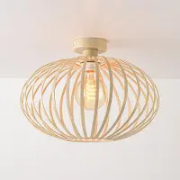 LumenXL Plafonnier Grata beige avec structure métallique ouverte