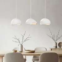 LumenXL Lampe suspendue Wabi Sabi à 3 lumières Shibui avec effet pierre blanche - 3 x 30 cm