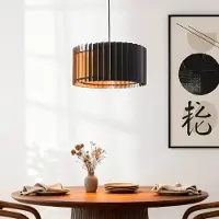 LumenXL Suspension Vyra en bois noir avec intérieur naturel
