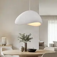 LumenXL Lampe suspendue Wabi Sabi Cemento effet pierre blanche - 80 x 64 cm