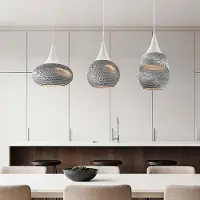 LumenXL Lampe suspendue moderne en carton Folia, 3-lumières - blanc