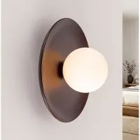 LumenXL Applique murale Ruva en bois foncé et verre blanc laiteux