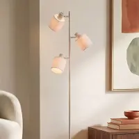 LumenXL Lampadaire beige Avane à 3 lumières avec abat-jours en lin réglables