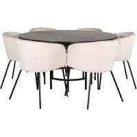 Ebuy24 Copenhagen ensemble table, table marron et 6 Berit chaises Velours beige.