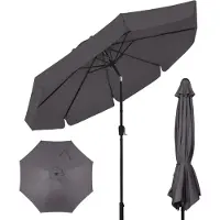 Puluomis Parasol Puluomi 3 m, parasol de balcon, de plage, de marché ou de jardin, inclinable, indice UPF 30+, avec manivelle, gris