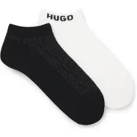 HUGO Lot de deux paires de chaussettes hauteur cheville à logo intarsia