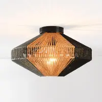 LumenXL Suspension bohème chic Skima en corde noire et naturelle