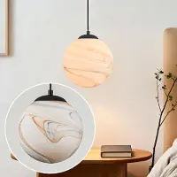 LumenXL Suspension à 1 lumière Marbelle noir avec verre aspect marbre