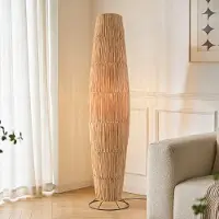 LumenXL Lampadaire Plecta en papier raphia avec pied métallique noir - 140 cm