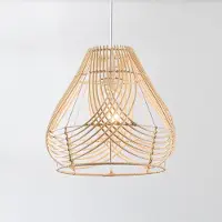 LumenXL Lampe suspendue en rotin Kima avec abat-jour naturel tressé