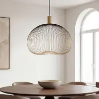 LumenXL Suspension moderne Noblin noir avec métal doré Ø60 cm