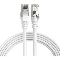 Elfcam Câble de raccordement Cat 7, 8 m, blanc, câble réseau RJ45 rond S/FTP, 10 Gbit/s, 600 MHz, 100 % cuivre, câble LAN pour routeur, PC, console, fibre optique